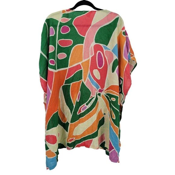 Christain Siriano Linen Beach Swimsuit Cover-up Pants Set L Multicolor Abstract - Picture 8 of 16